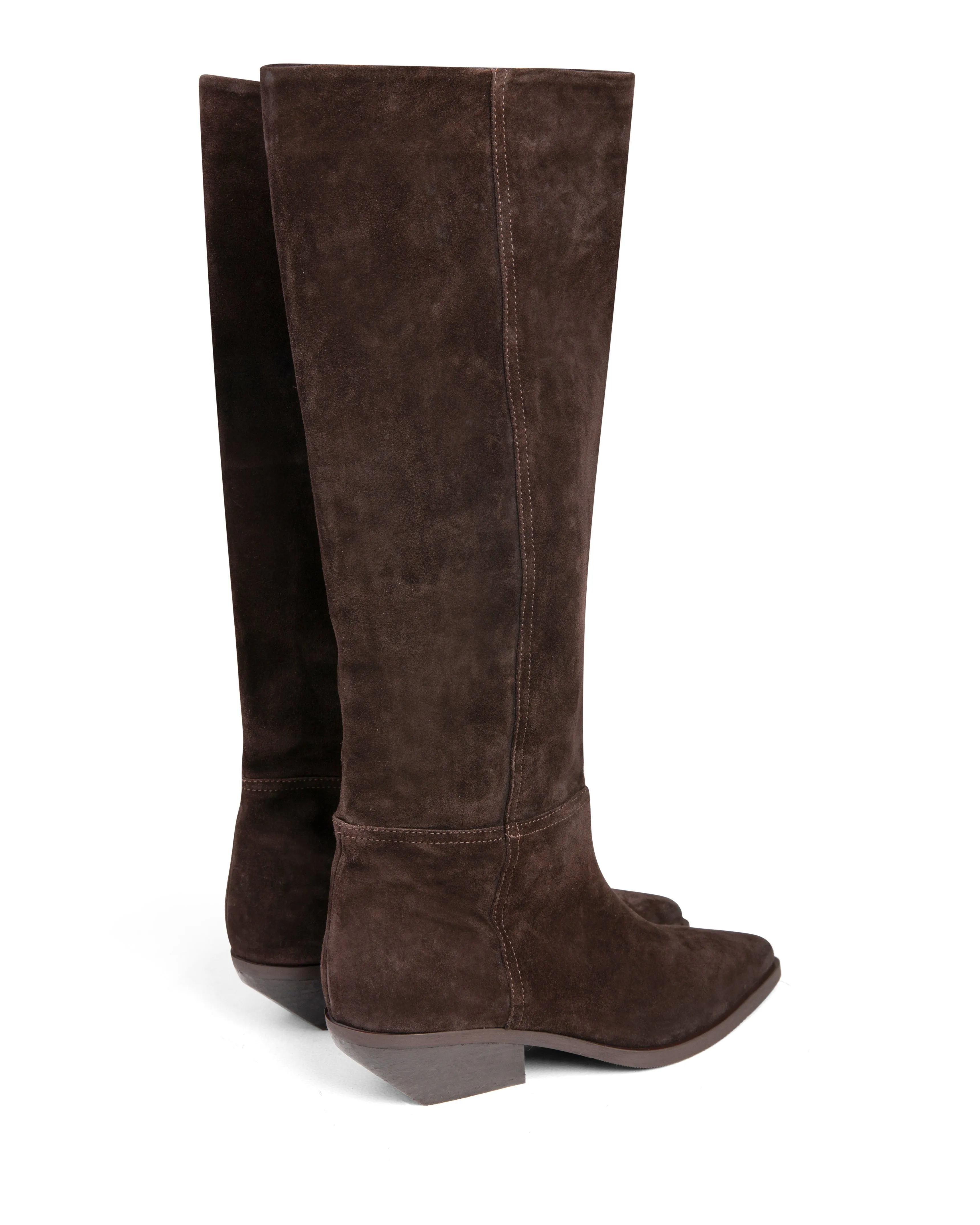 Western Knee High Boot Dark Brown Suede E4522 Ergonomic Footbed Minimalist Style