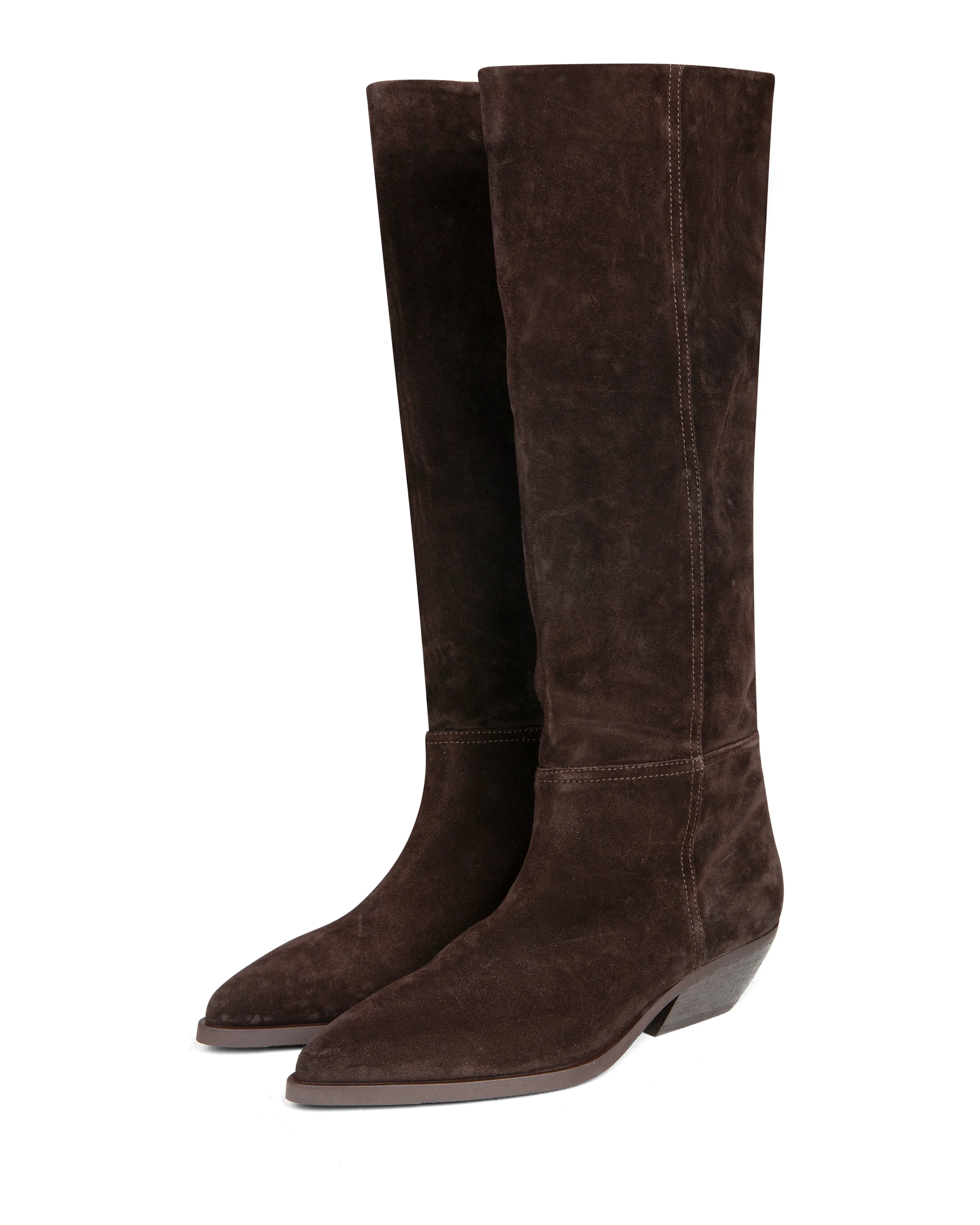 Seamless Comfort Cold Weather Commuter Desert Wear Western Knee High Boot Dark Brown Suede E4522