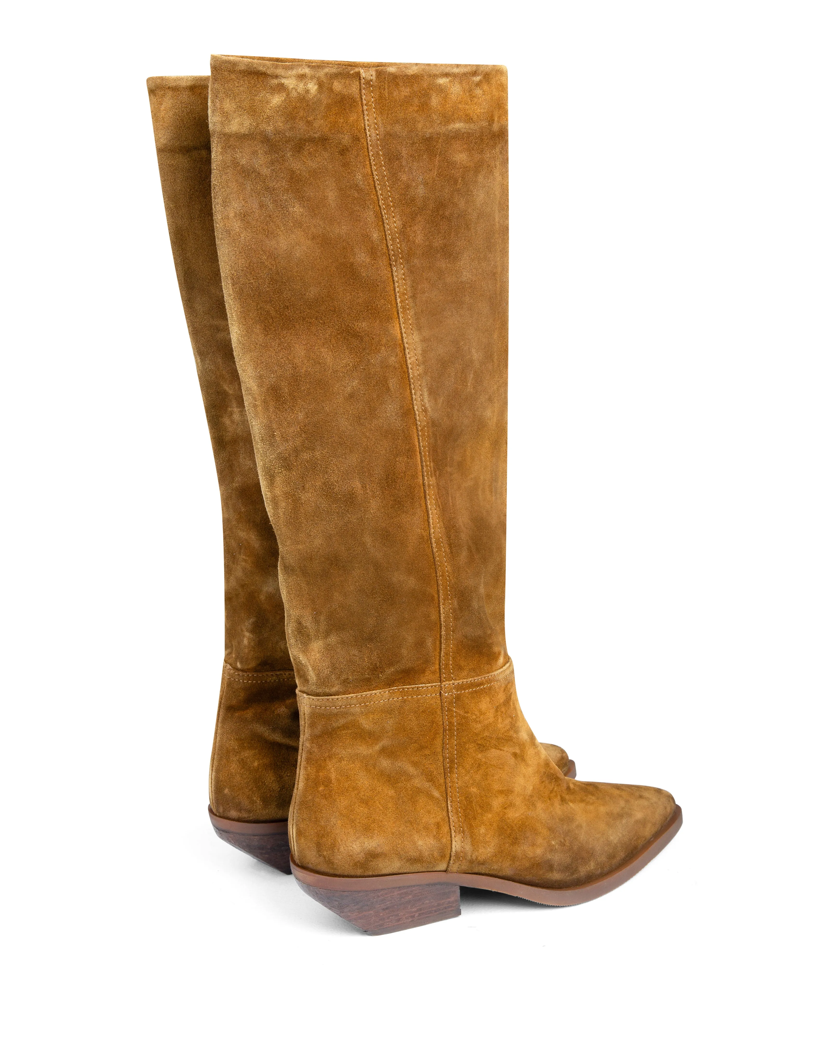 Western Knee High Boot Tan Suede E4522 Easy Layer