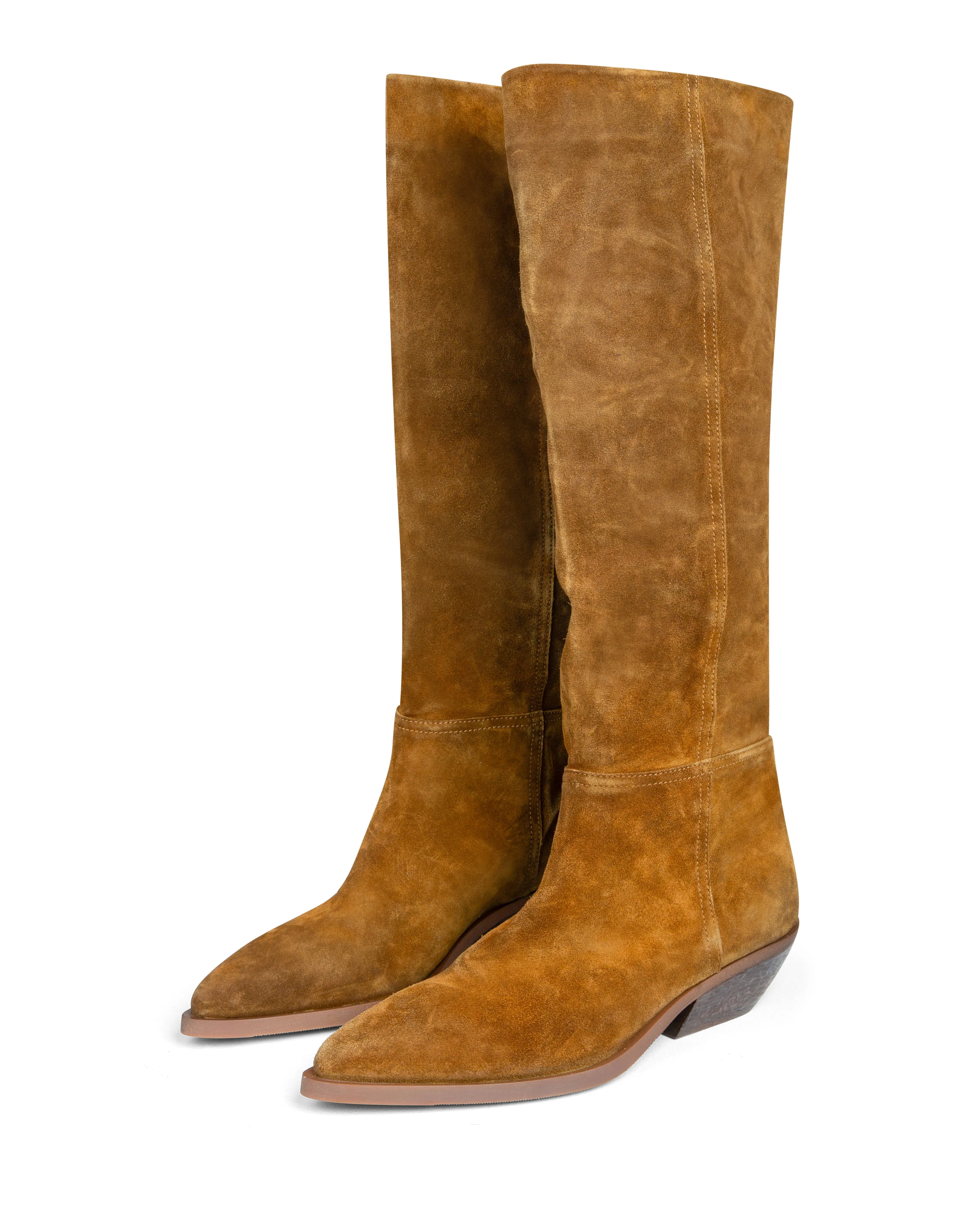 Western Knee High Boot Tan Suede E4522 Grip Support Insulated Mountain Climber