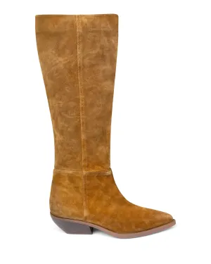 Flexible Frame River Crossing Western Knee High Boot Tan Suede E4522