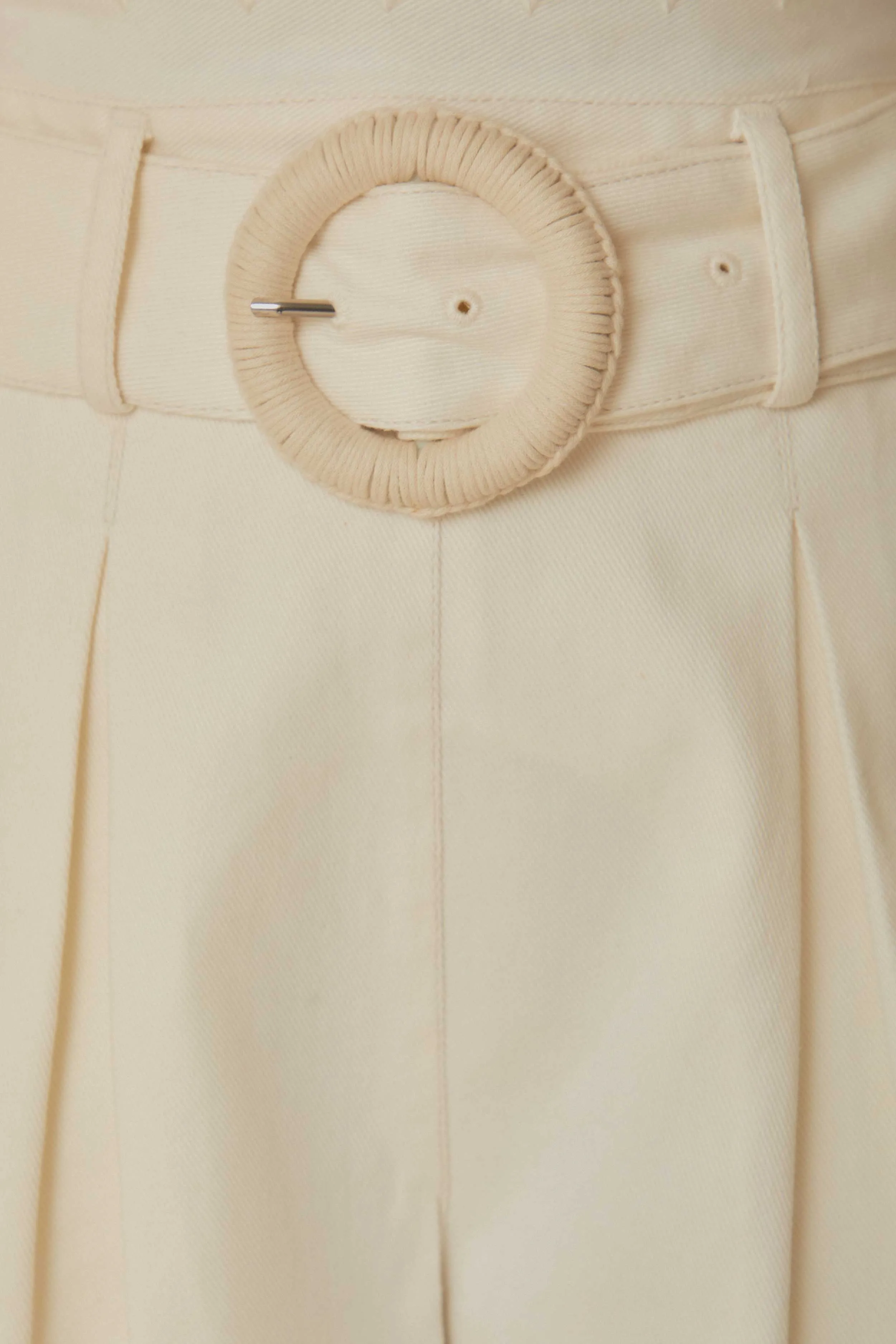 White Festone Belted Shorts color - fast