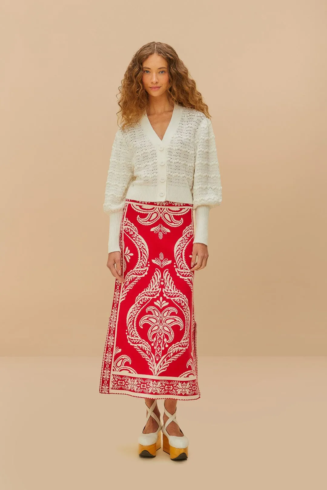 White Lace Stitch Knit Crop Cardigan Morning Chill