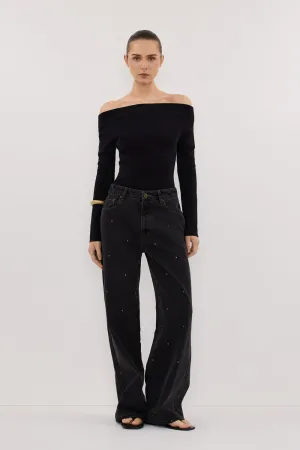 ASTRID BLACK LONG SLEEVE KNIT TOP Thermal Air Pocket Wardrobe Must