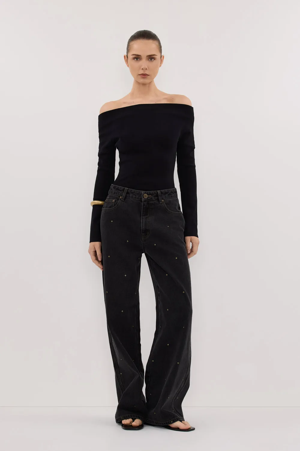 FineGauge Knit ASTRID BLACK LONG SLEEVE KNIT TOP