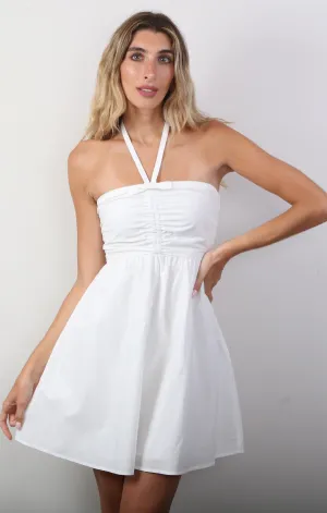 Willow Halter Babydoll Dress Smooth-Finish Velvet-Edge