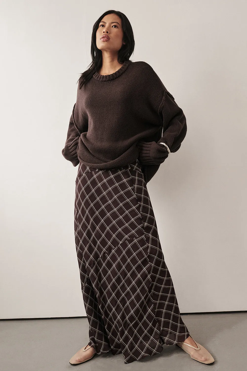 high contrast Road Trip ARLINGTON CHOC MIDI SKIRT