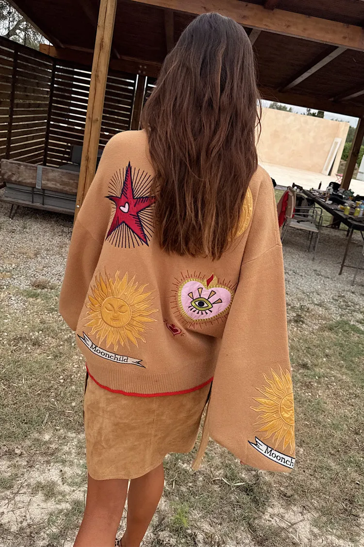 Cozy Finish Crisp Texture Camel Mystical Cardigan