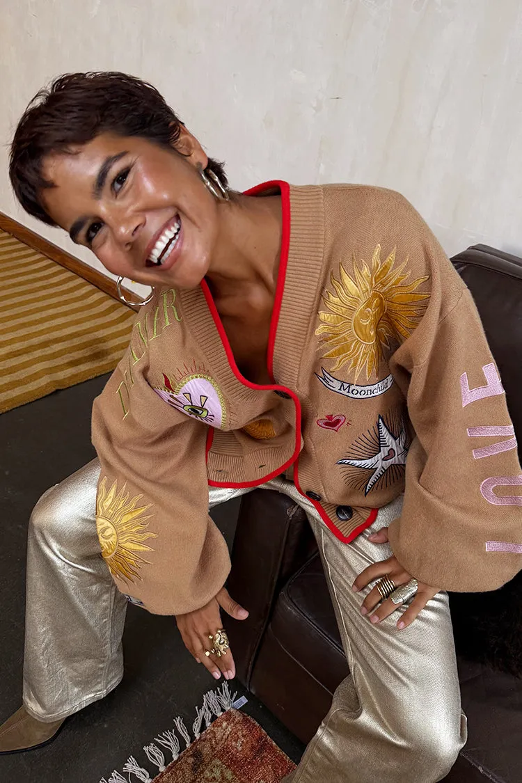 Camel Mystical Cardigan Versatile Piece Bamboo Fiber Blend