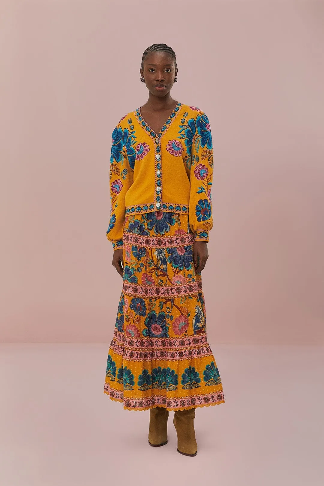 Unstructured Fit Yellow Mica Knit Cardigan