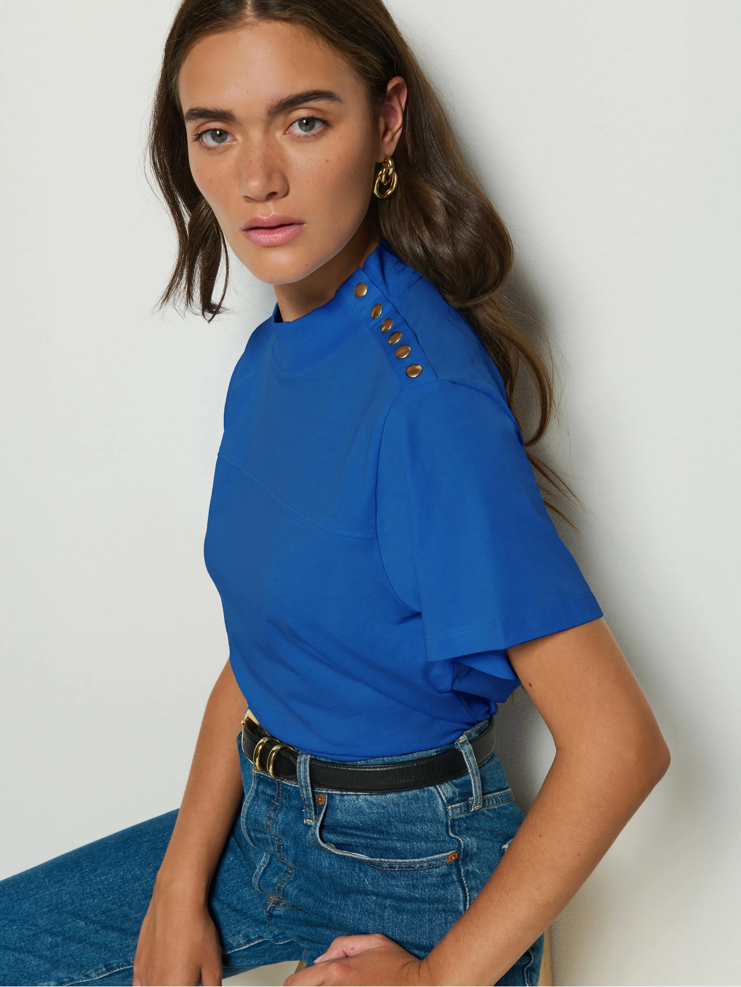 Yvette Mock Neck Tee Chic and Cozy Wear
