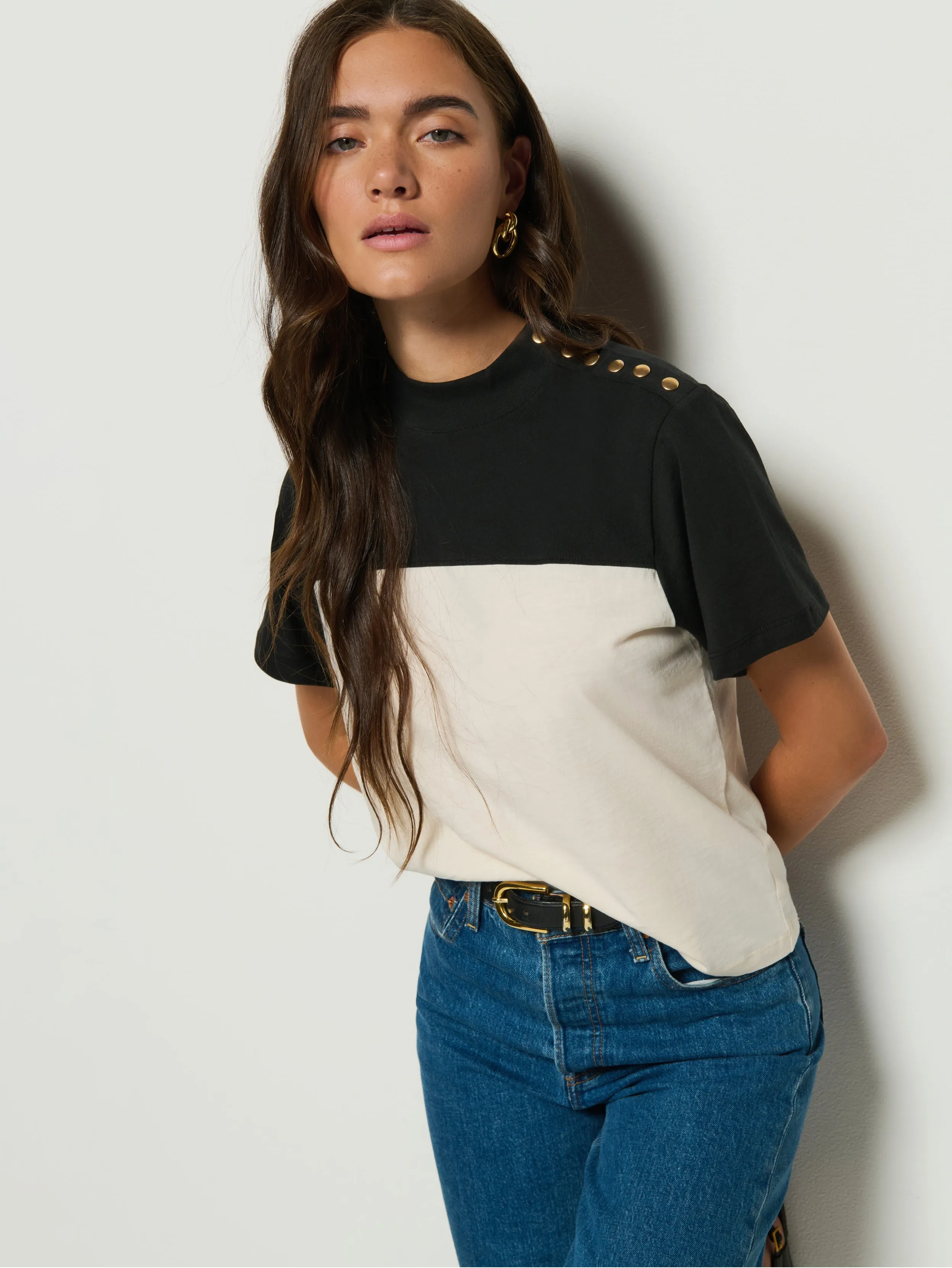 Yvette Mock Neck Tee Fresh and Cool Tagless Design