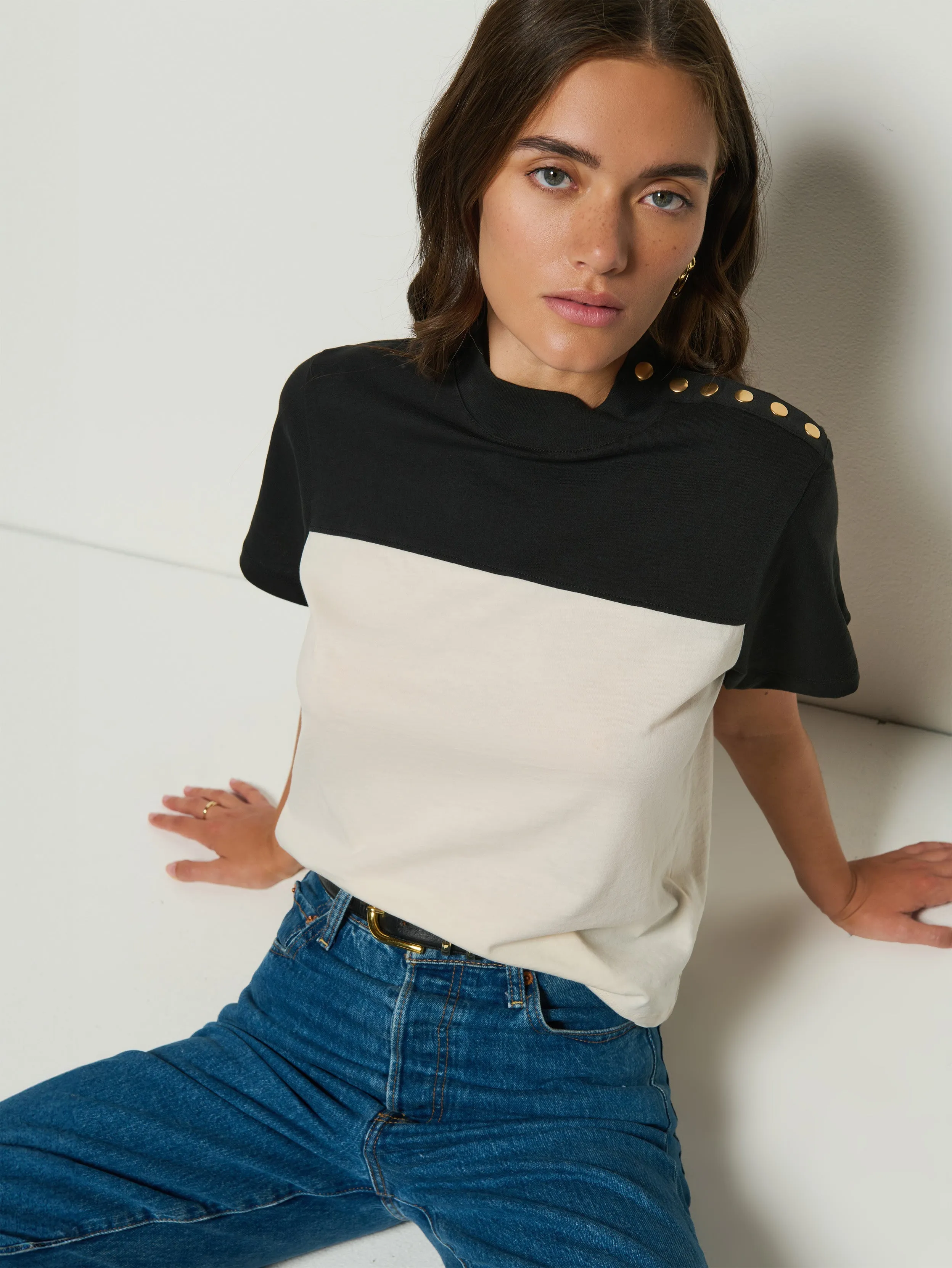 Stretch Comfort Yvette Mock Neck Tee