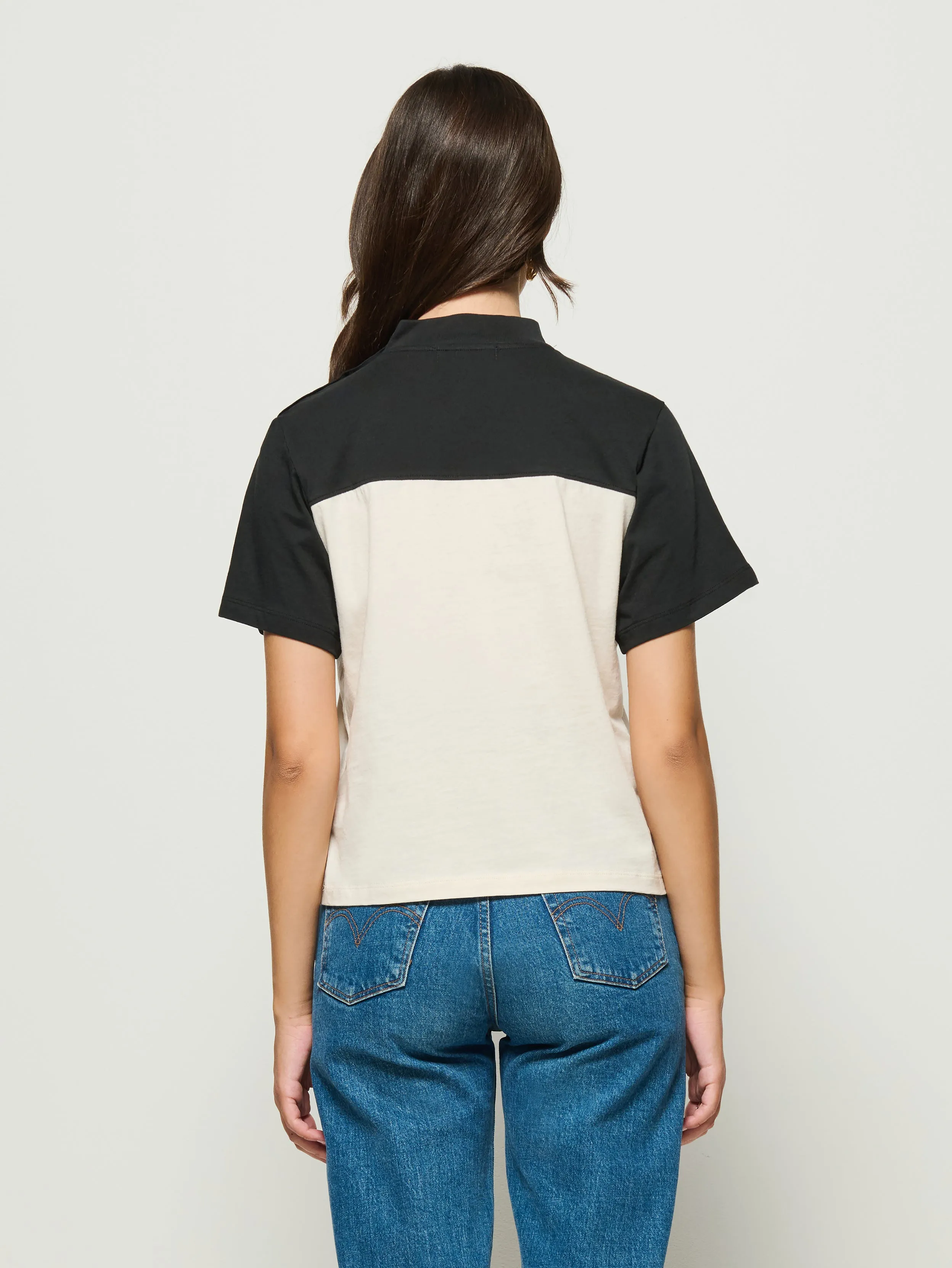 Cozy and Soft Trendy Fabric Yvette Mock Neck Tee