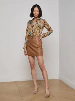 Yvette Vegan Leather Mini Skirt Suede Feel Minimal Vibe