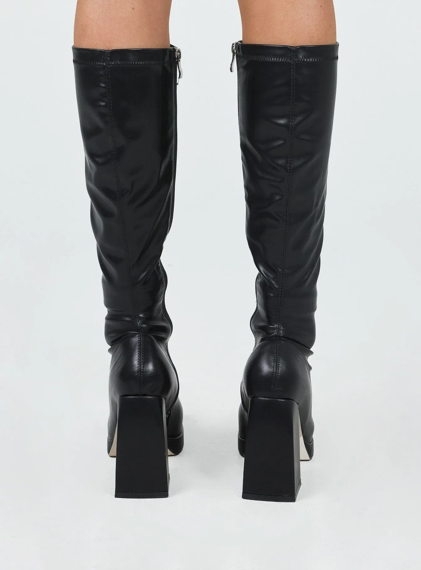 Quick Ride Comfort Polished Finish Zayas Knee High Boots Black