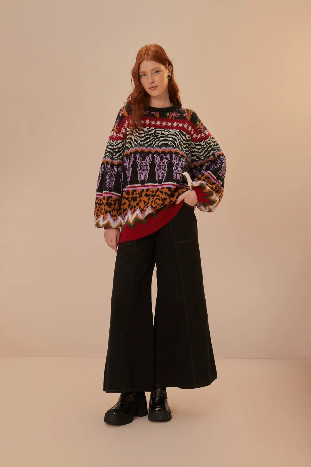 Breathable Yarn Zebra Ainika Knit Sweater