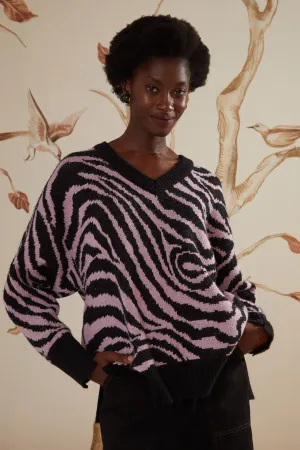 Seam Free Zebra Skin Knit Sweater
