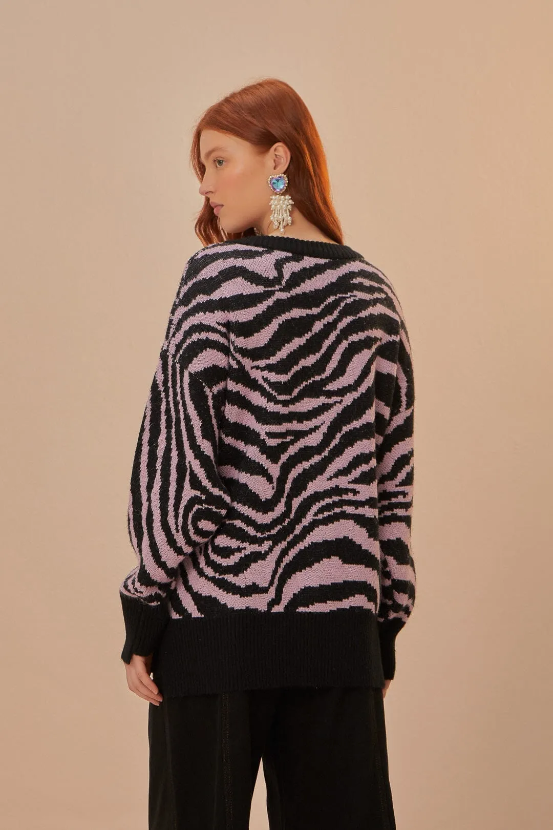 Zebra Skin Knit Sweater Light Drape Home Trend