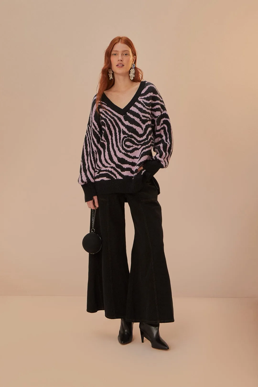 Zebra Skin Knit Sweater Circular Knit Chill Friendly