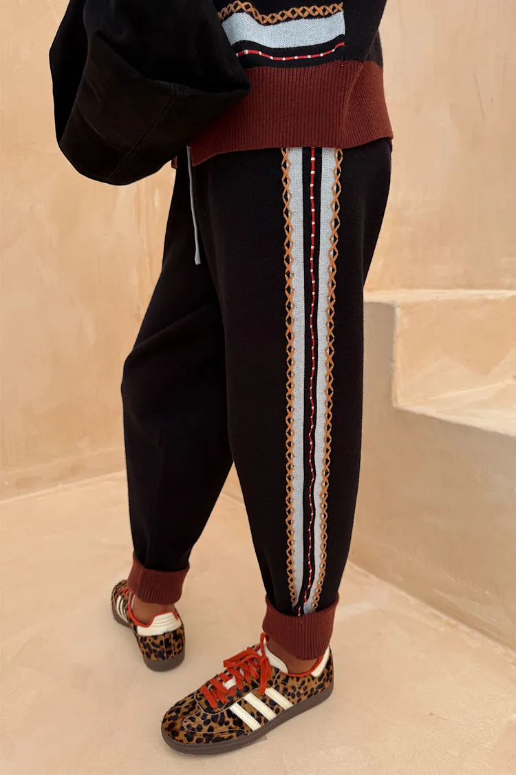 Flexible Knit Construction Geometric Knit Jogger